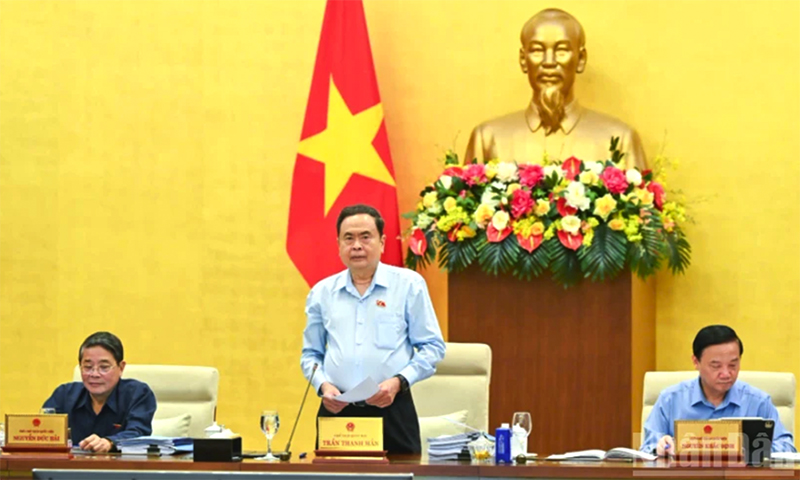 Chủ tịch Quốc hội Trần Thanh Mẫn phát biểu khai mạc phiên họp. (Ảnh: DUY LINH)
