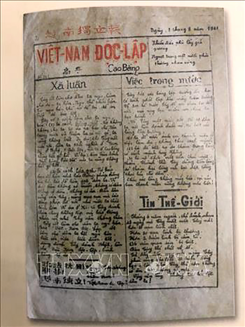 Trang nhất Báo Việt Nam Độc lập số 101. Ảnh: TTXVN phát