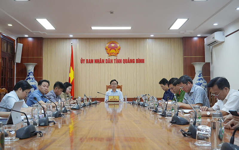 Đồng Phó Chủ tịch UBND tỉnh  Hoàng Xuân Tân chủ trì tại điểm cầu Quảng Bình.