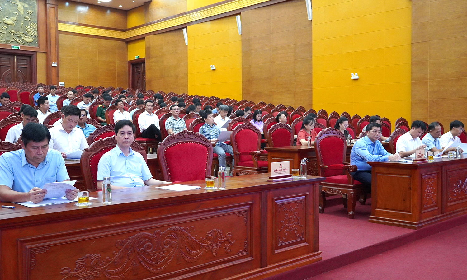Các đại biểu tham dự hội nghị tại điểm cầu Quảng Bình.