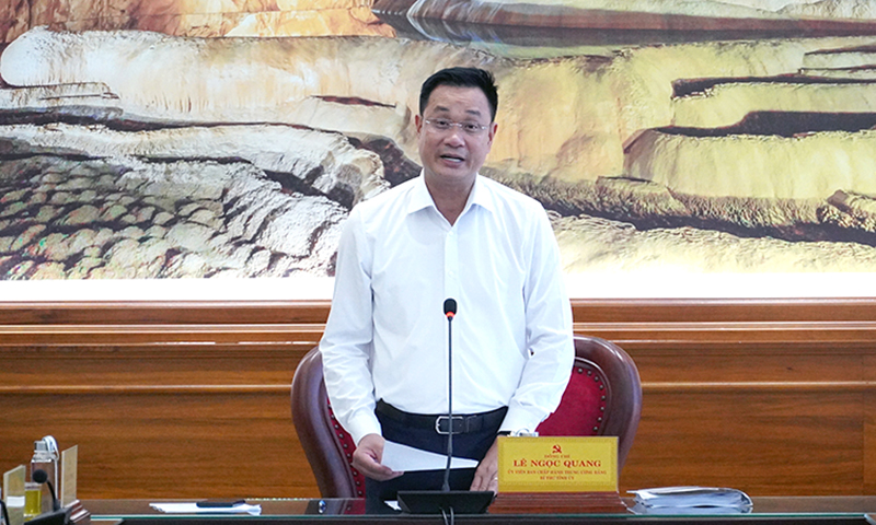 Đồng chí Bí thư Tỉnh ủy Lê Ngọc Quang phát biểu tại hội nghị.