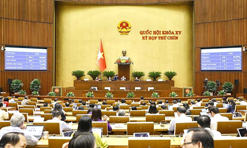 Quốc hội thông qua Luật Ngân sách nhà nước (sửa đổi) sáng 25/6/2025. Ảnh: Doãn Tấn/TTXVN