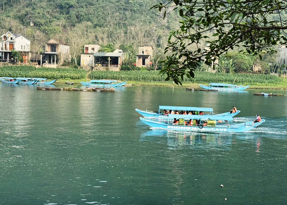Lượng khách đến tham quan động Phong Nha tăng cao.